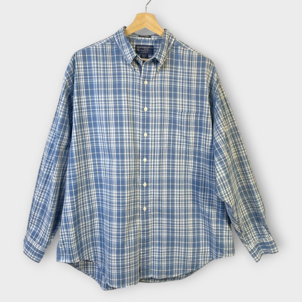 Vintage Y2K Abercrombie Fitch Shirt Mens XL Relaxed Blue Plaid The Angler Grunge